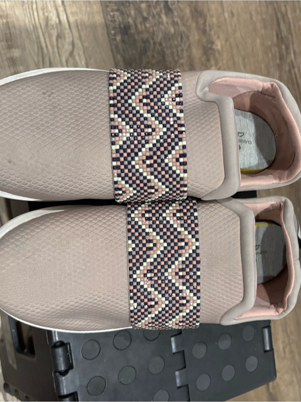 Clarks Pink Slip-On Sneakers with Patterned Elastic Strap